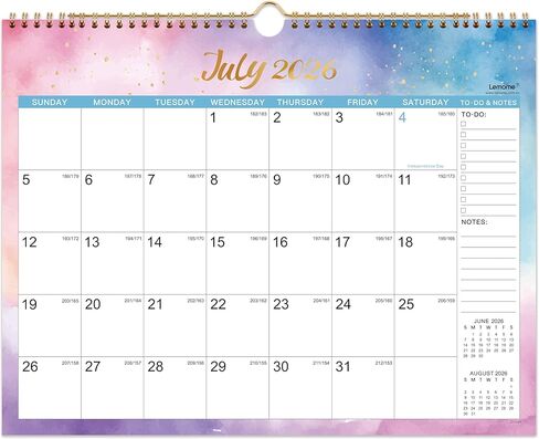 2026-2027 Calendar - 18 Months Wall Calendar from Jul. 2026 - Dec. 2027, Wall Calendars 2026-2027 14.8'' x 11.5'', Calendar with Julian Date, Thick Paper, Large Block in Saudi Arabia