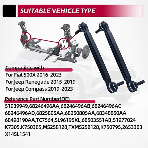 For Jeep Compass Sway bar link 2019-2023 For Renegade 2015-2021 For Fiat 500X Front Sway Bar Links 2016-2023#51939949 68246496AA in Saudi Arabia