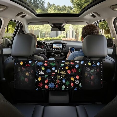 Cow Print Car Trunk Organizer Car Backseat Storage Bag with 4 Pockets Hanging Trunk Cargo Storage Universal Auto Accessories for Sedans SUV Trucks Van in Saudi Arabia