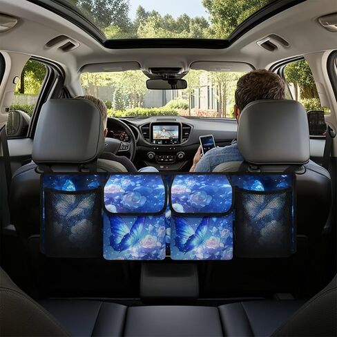 Cow Print Car Trunk Organizer Car Backseat Storage Bag with 4 Pockets Hanging Trunk Cargo Storage Universal Auto Accessories for Sedans SUV Trucks Van in Saudi Arabia
