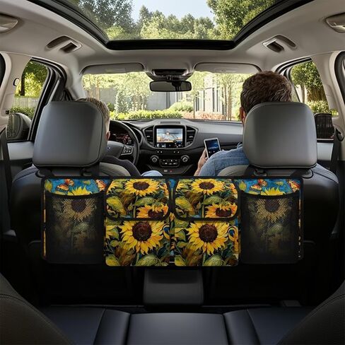 Cow Print Car Trunk Organizer Car Backseat Storage Bag with 4 Pockets Hanging Trunk Cargo Storage Universal Auto Accessories for Sedans SUV Trucks Van in Saudi Arabia