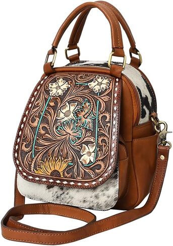 American Darling Backpack Hand Tooled Hair On Genuine Leather Women Bag Western Handbag Purse in Saudi Arabia