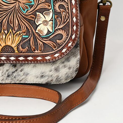 American Darling Backpack Hand Tooled Hair On Genuine Leather Women Bag Western Handbag Purse in Saudi Arabia