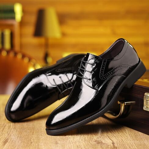 Men's Oxford Shoes Leather Shoes Classic Dress Shoes Black Lace Up Clear Texture Wedge Flat Anti Detachment Non Slip Wear Resistant Sweat Absorbing Breathable in Saudi Arabia