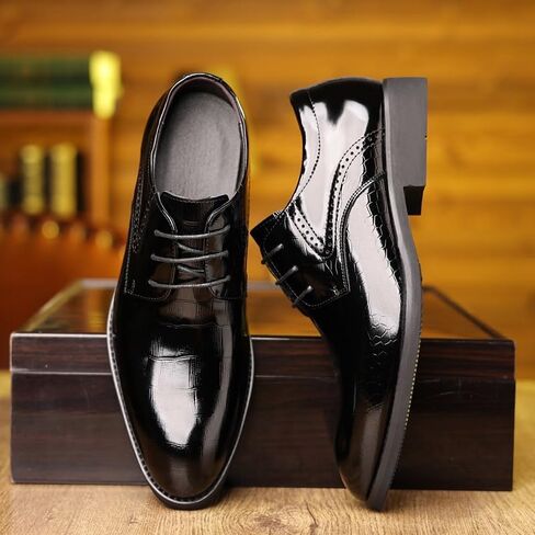 Men's Oxford Shoes Leather Shoes Classic Dress Shoes Black Lace Up Clear Texture Wedge Flat Anti Detachment Non Slip Wear Resistant Sweat Absorbing Breathable in Saudi Arabia
