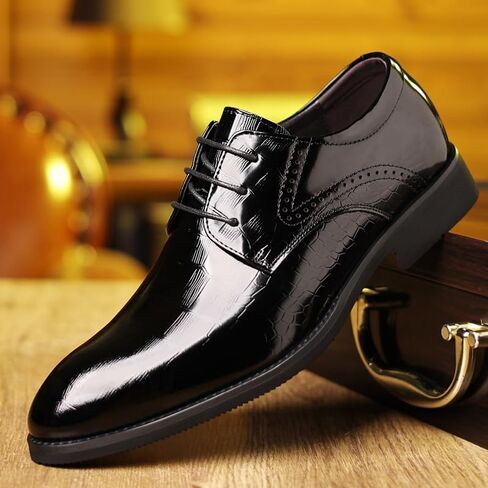 Men's Oxford Shoes Leather Shoes Classic Dress Shoes Black Lace Up Clear Texture Wedge Flat Anti Detachment Non Slip Wear Resistant Sweat Absorbing Breathable in Saudi Arabia