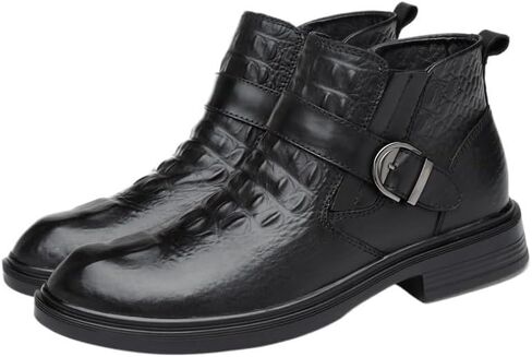 Shoes Men's Metal Buckle Ankle Boots Black Versatile Round Toe Oxford Shoes Men Comfortable Soft Sole Shoes for Shopping Party Business in Saudi Arabia