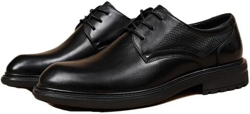 Men's Business Casual Shoes Fashion Lace-up Round Toe Dress Shoes Rubber Wear-Resistant Comfortable Leather Lined Soft Sole Oxford Shoes for Men in Saudi Arabia