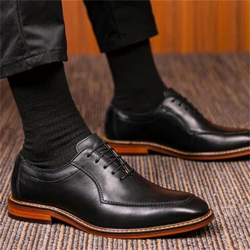 Men's Lightweight Business Shoes Square Toe Low-top Lace-up Dress Shoes Comfortable Non-Slip Rubber Soft Sole Casual Oxford Shoes for Men in Saudi Arabia