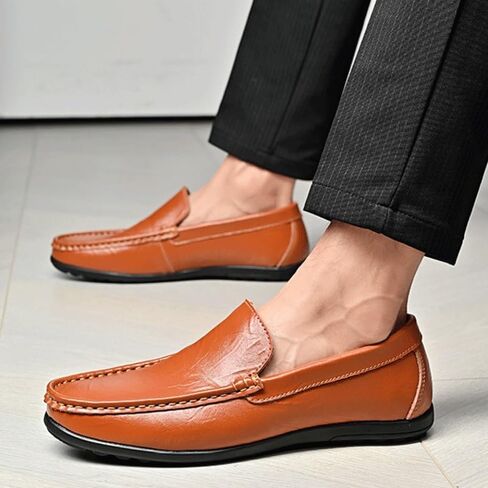 Shoes Men's Classic Slip-on Loafers Comfortable Flat-Heeled Business Oxford Shoes Men Low-top Breathable Casual Shoes for Banquets Weddings Work in Saudi Arabia