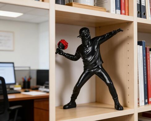 منحوتة قاذف الزهور BOIHEGU، نسخة طبق الأصل من فن شارع بانكسي، تمثال حديث لتزيين رف الكتب في غرفة المعيشة والمكتب (قاذف الزهور الأبيض) in Kuwait