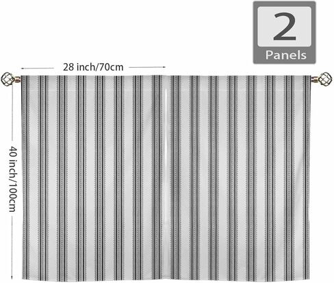 Kitchen Tier Curtains,Striped Short Pinstripe Cafe Curtains for Living Room,Bathroom,Dining Room Over Sink,Laundry,Farmhouse Light Filtering Rod Pocket Window Drapes 28x40 inch 2 Panels Set in Saudi Arabia
