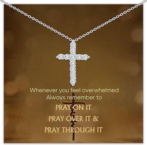 925 Sterling Silver Cross Necklaces for Women 18K Gold Plated Cubic Zirconia Cross Pendant Necklace Religious Jewelry Minimalist Gift in Saudi Arabia