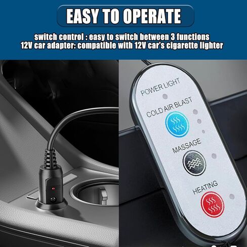 وسادة تدليك مع أغطية مقاعد الشتاء، مدلك الكرسي لكامل الجسم 12 فولت 3 في 1، أغطية مقاعد السيارة، هدايا للأب الأم (دافئ، تبريد وتدليك -2) in Kuwait