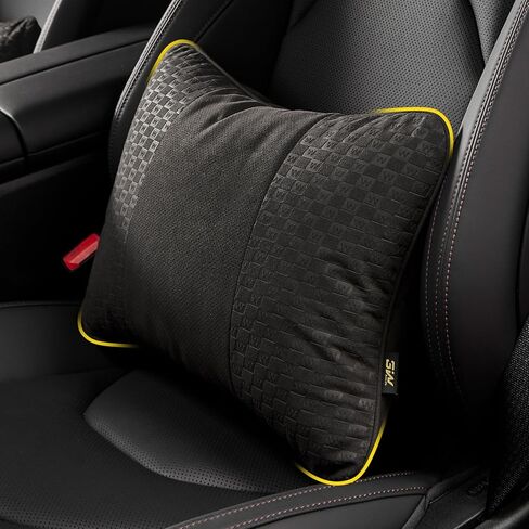 3W Headrest Pillow for Driving with Bio-Fleece Filling, Breathable Suede Cover, Ergonomic Design for Pain Relief, Cushion with Adjustable Strap for Car Automative, Black in Saudi Arabia