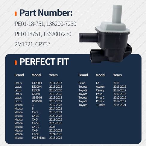 HiSport Vapor Canister Purge Valve Solenoid - Compatible with Lexus Mazda 3 Scion LA Toyota Replacement PE01-18-751 in Saudi Arabia