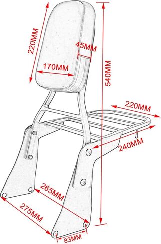 Passenger Sissy Bar with Luggage Rack Rear Backrest Fit for Kawasaki Vulcan 1500 VN1500 Classic, Chrome in Saudi Arabia