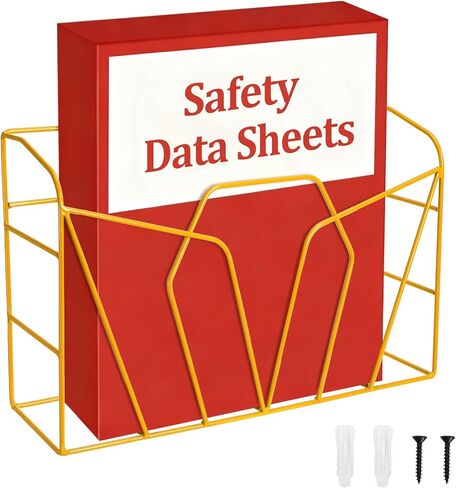 WUWEOT Safety Data Sheets Binder Holder, Wall Mount MSDS Display Rack with Screws for File Magazine Safety Sheet Organizer Display Office School Home in Saudi Arabia
