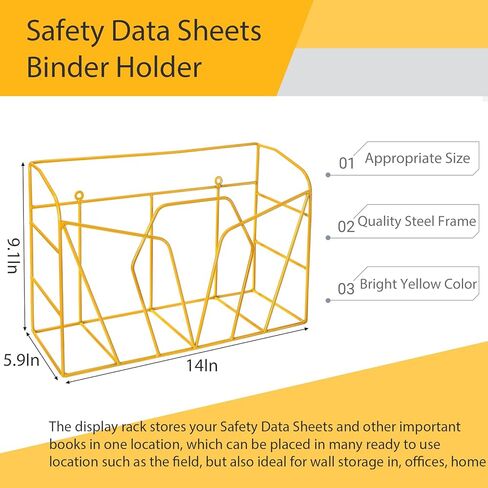 WUWEOT Safety Data Sheets Binder Holder, Wall Mount MSDS Display Rack with Screws for File Magazine Safety Sheet Organizer Display Office School Home in Saudi Arabia
