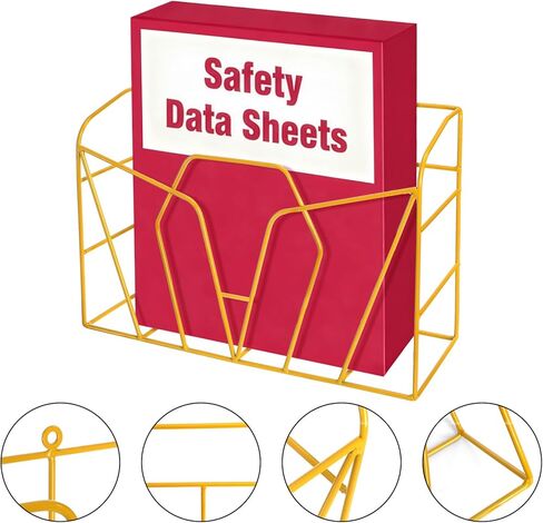 WUWEOT Safety Data Sheets Binder Holder, Wall Mount MSDS Display Rack with Screws for File Magazine Safety Sheet Organizer Display Office School Home in Saudi Arabia