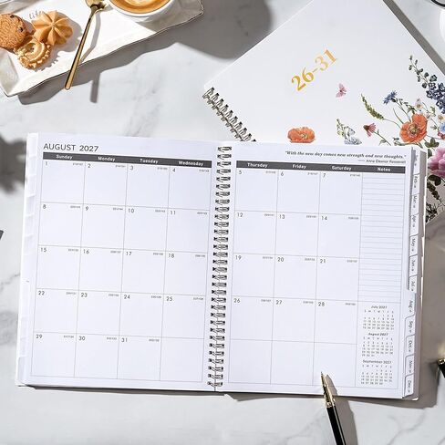 مخطط شهري 2026-2031 - مخطط/تقويم 5 سنوات، يوليو 2026 - يونيو 2031، تقويم 5 سنوات 2026-2031 مخططات شهرية، 9 بوصة × 11 بوصة، غلاف مزدوج السلك + عروات + جيب - زهور in Kuwait