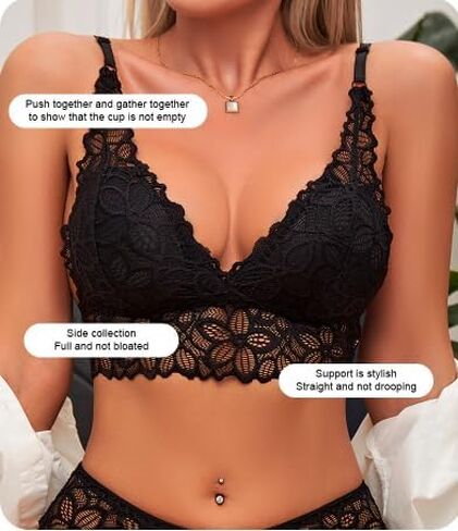Women's Lingerie Set Bra and Panty Lace Floral Bras Push Up Wireless Bralette Valentines Soft Matching Underwear in Saudi Arabia