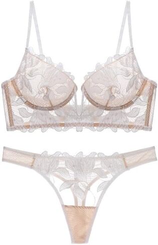 Women‘s Sexy Lingerie Set Adjustable Floral Lace Sheer Mesh Wireless Triangle Bra and Thong Elegant Underwear Bralette in Saudi Arabia