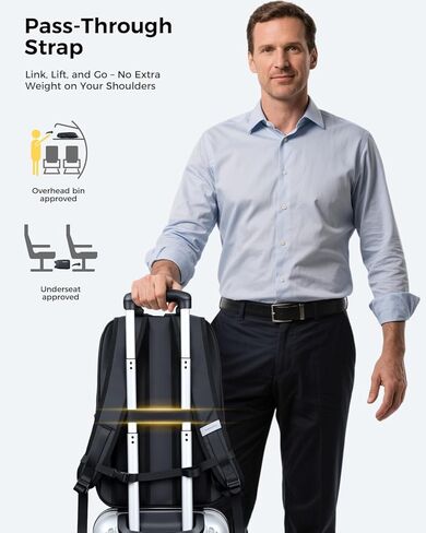 Slim Laptop Backpack for Men, 17.3 Inch Expandable Business Travel Backpack with USB Charging Port, Lightweight Work Computer Bag, Black in Saudi Arabia