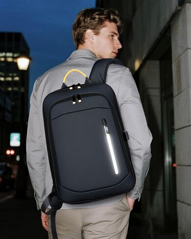 Slim Laptop Backpack for Men, 17.3 Inch Expandable Business Travel Backpack with USB Charging Port, Lightweight Work Computer Bag, Black in Saudi Arabia