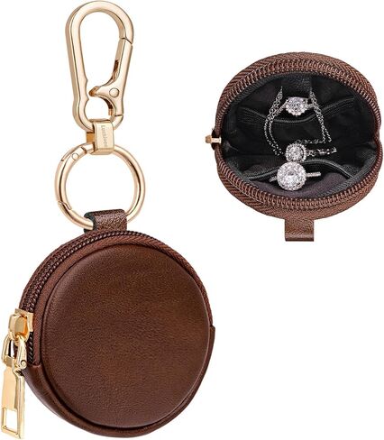 Portable Gym Jewelry Ring Holder Keychain, Small Travel Ring Holder Earring Stud Necklace Storage Case Ring Holder Gifts for Women and Girls in Kuwait