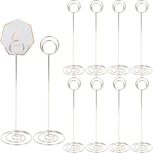 KIMOBER 10PCS 8.75" Tall Table Number Holders, Round Place Card Holder,Tabletop Memo Note Stand Picture Photo Picks Card Clips for Wedding Birthday Party(Gold) in Saudi Arabia
