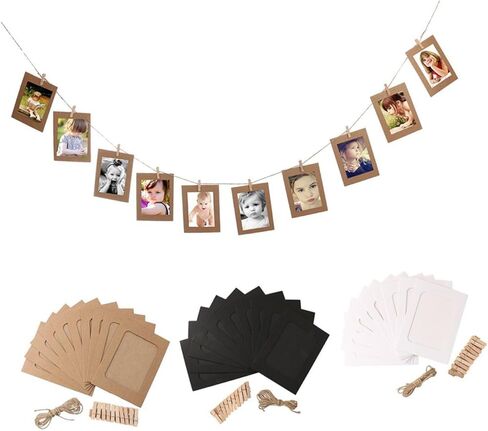 Kraft Paper Photo Frames for Wedding Decor Wall Hanging Photo Holder with Rope Clips for Engagement Party Decor in Saudi Arabia