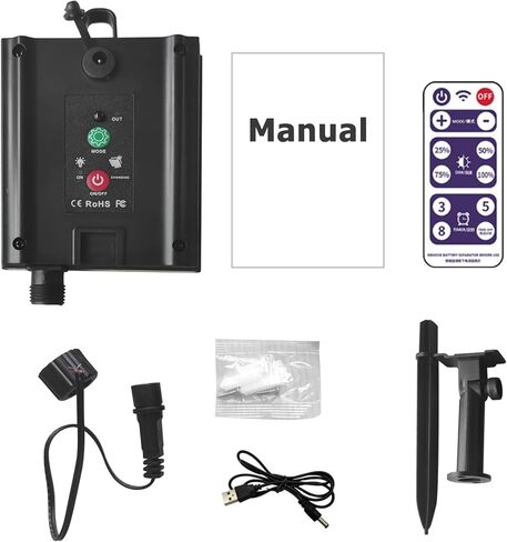 ZPSHYD Solar Battery Box for LED String Lights, Outdoor String Lights Control Panel with DC Charging 8 Remote Control Modes Pack Powered Lithium Panel Light w/Remote Control (24V) in Saudi Arabia