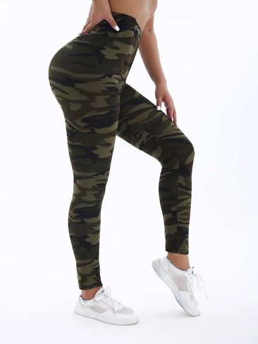 Women's Yoga Sports Camouflage Pattern Leggings Printed High-Stretch Cropped Trousers Soft Elastic Comfortable Trousers in Saudi Arabia