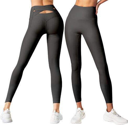 EXE High Waist Pants for Women Crossover Back Workout Blue Yoga Leggings Tummy Control for Running Pilates Active Tight in Saudi Arabia