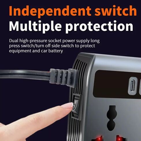 200W Car Power Inverter, DC 12V to 110V AC Car Plug Adapter Outlet with 1 QC3.0 [24W USB-C] / 3 Total 3.0A USB A/Car Charger for Laptop (LED Display) in Saudi Arabia