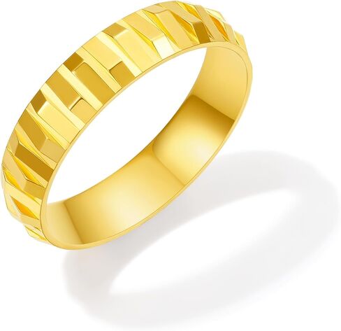 24K خواتم الذهب الصلبة الذهب الخالص خاتم هندسي بسيط نعمة خواتم الزفاف مجوهرات الأزياء للنساء الرجال زوجة عيد ميلاد الذكرى in Saudi Arabia
