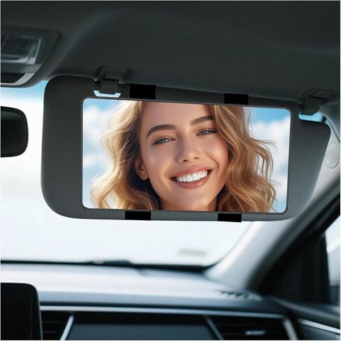 Large Car Sun Visor Mirror with Elastic Band,Ultra-Thin 2-in-1 Car Visor Mirror for Rear View and Simple Make-Up,Universal Mirrors for Cars Visors Cars Interior Accessories in Saudi Arabia
