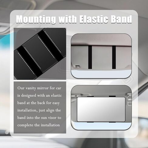 Large Car Sun Visor Mirror with Elastic Band,Ultra-Thin 2-in-1 Car Visor Mirror for Rear View and Simple Make-Up,Universal Mirrors for Cars Visors Cars Interior Accessories in Saudi Arabia