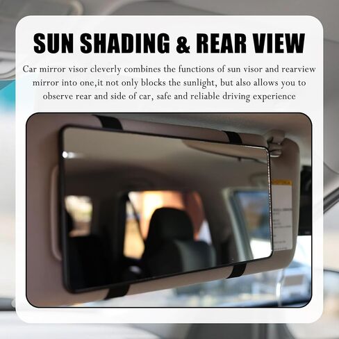 Large Car Sun Visor Mirror with Elastic Band,Ultra-Thin 2-in-1 Car Visor Mirror for Rear View and Simple Make-Up,Universal Mirrors for Cars Visors Cars Interior Accessories in Saudi Arabia