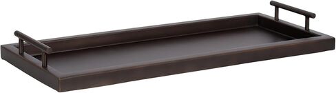 Kate and Laurel Halsey Decorative Metal Narrow Rectangle Tray with Useful Handles, 24 x 10, Bronze, Geometric Vintage Serving Tray with Handles for Entryway or Living Room Decor in Saudi Arabia
