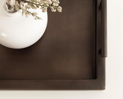 Kate and Laurel Halsey Decorative Metal Narrow Rectangle Tray with Useful Handles, 24 x 10, Bronze, Geometric Vintage Serving Tray with Handles for Entryway or Living Room Decor in Saudi Arabia