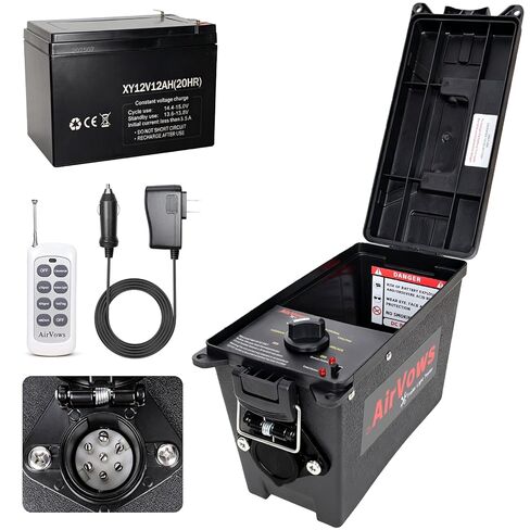 Trailer Light Tester(7-Way Round Pin) with 12V 12Ah Battery,Support Wireless Remote Control,98FT Max Remote Range,IPX8 Waterproof Case,Features Overload Protection,Safe Trailer Testing,2-Year Warranty in Kuwait