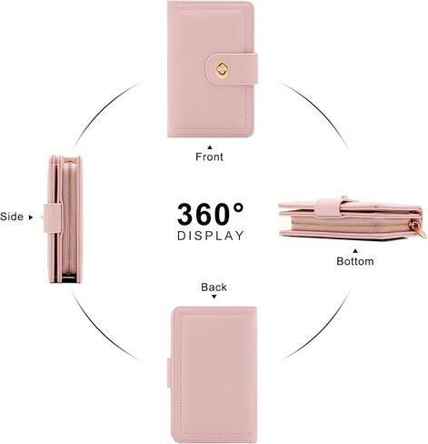 defway Card Wallet for Women - Women's PU Leather Wallet, 7 Card Slots with ID Window, Compact Travel Purse, Gift for Women (Pink) in Saudi Arabia