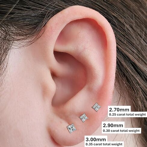 .20ct-4.00ct CVD Lab Grown Diamond Stud Earrings E-F VS2-SI1-14kt-Threaded or Friction Round & Princess in Saudi Arabia