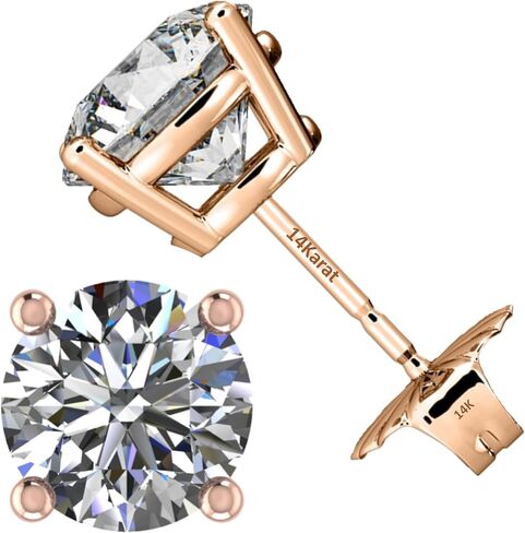.20ct-4.00ct CVD Lab Grown Diamond Stud Earrings E-F VS2-SI1-14kt-Threaded or Friction Round & Princess in Saudi Arabia