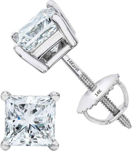 .20ct-4.00ct CVD Lab Grown Diamond Stud Earrings E-F VS2-SI1-14kt-Threaded or Friction Round & Princess in Saudi Arabia