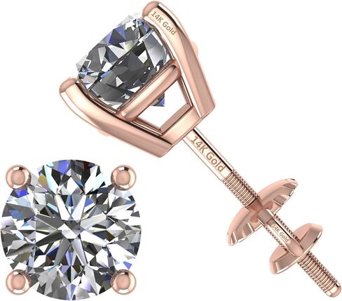 .20ct-4.00ct CVD Lab Grown Diamond Stud Earrings E-F VS2-SI1-14kt-Threaded or Friction Round & Princess in Saudi Arabia