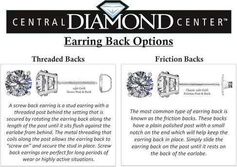 .20ct-4.00ct CVD Lab Grown Diamond Stud Earrings E-F VS2-SI1-14kt-Threaded or Friction Round & Princess in Saudi Arabia