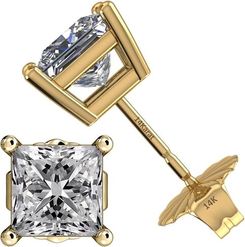 .20ct-4.00ct CVD Lab Grown Diamond Stud Earrings E-F VS2-SI1-14kt-Threaded or Friction Round & Princess in Saudi Arabia